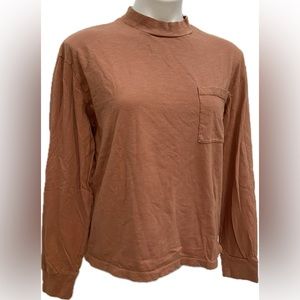 MADEWELL LONG SLEEVE COTTON MOCKNECK FRONT POCKET TOP